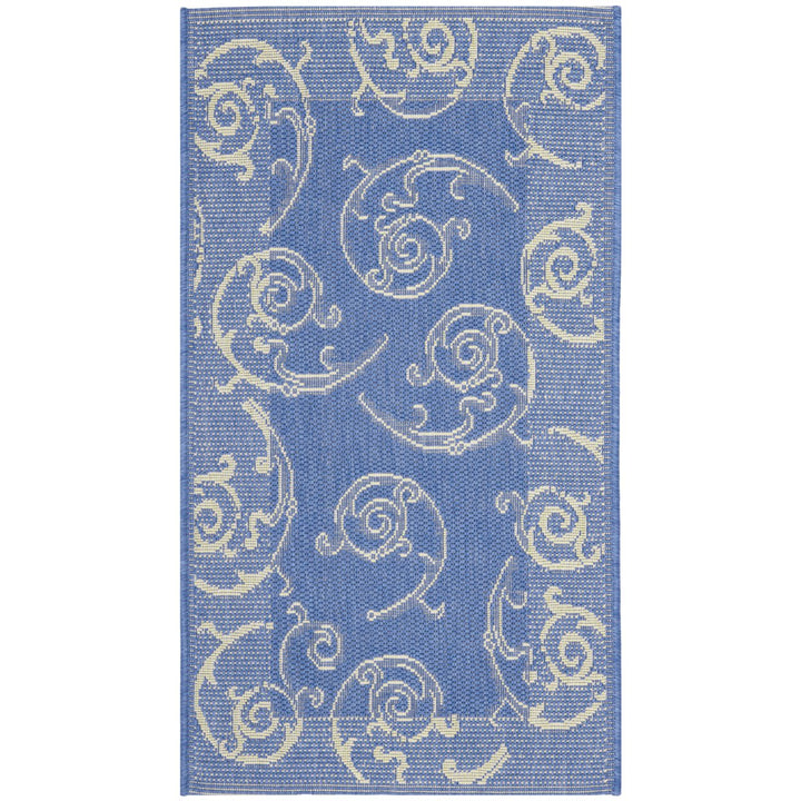 SAFAVIEH Outdoor CY2665-3103 Courtyard Blue / Natural Rug Image 1