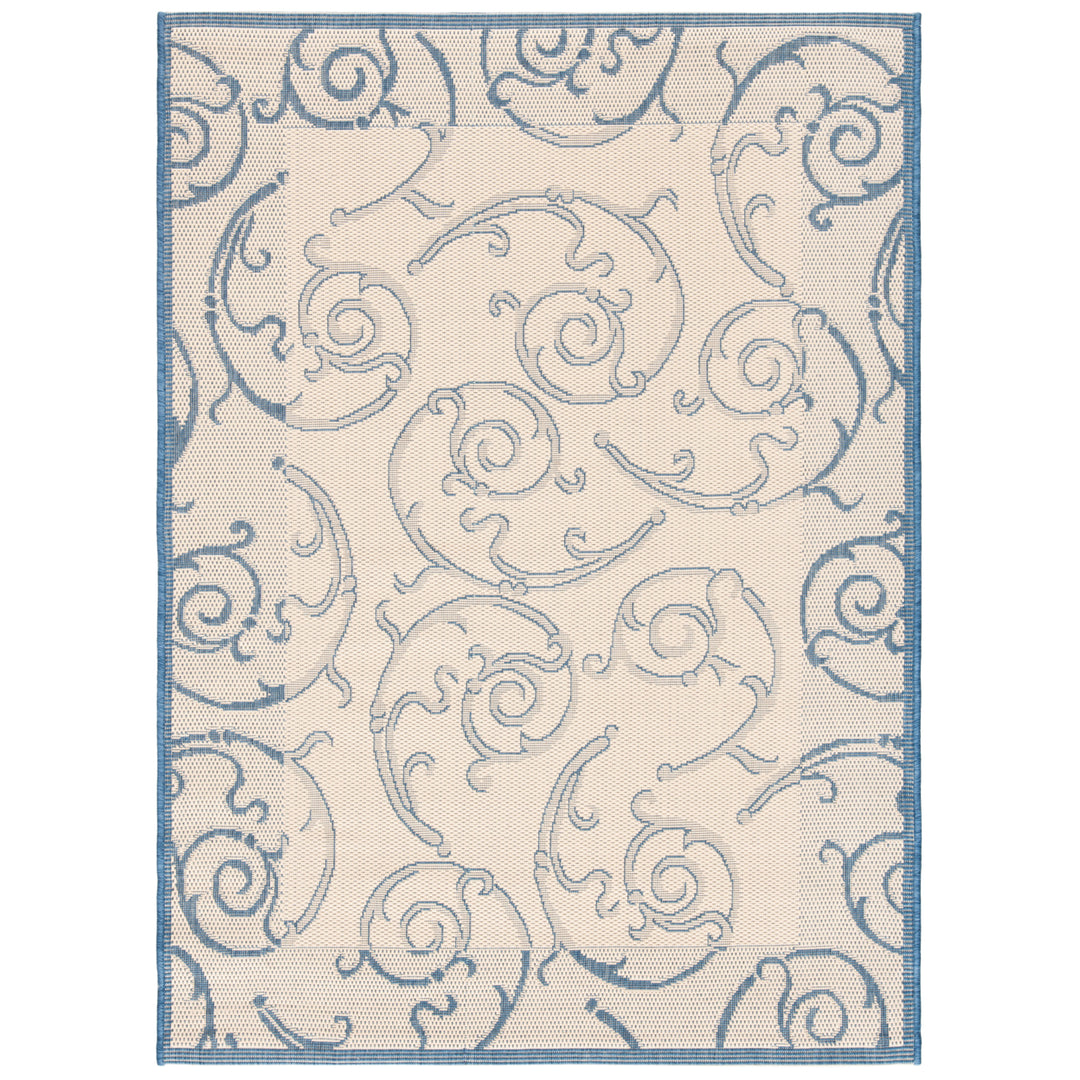 SAFAVIEH Outdoor CY2665-3101 Courtyard Natural / Blue Rug Image 8
