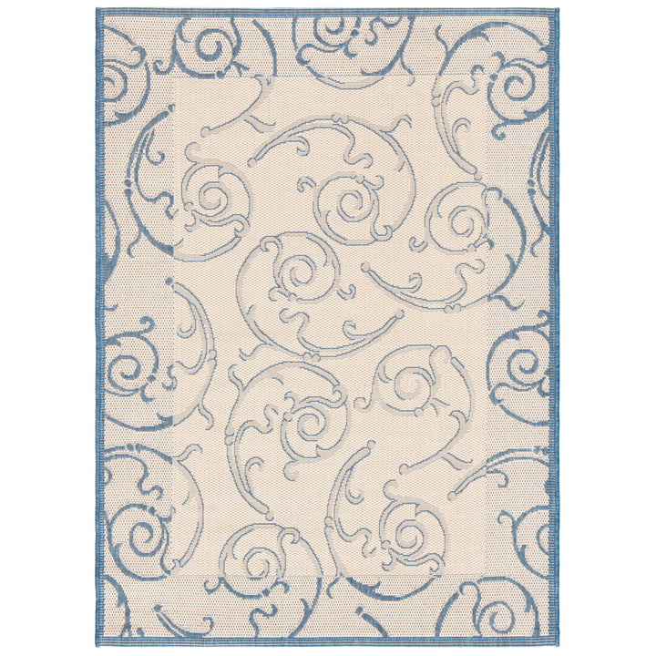 SAFAVIEH Outdoor CY2665-3101 Courtyard Natural / Blue Rug Image 8