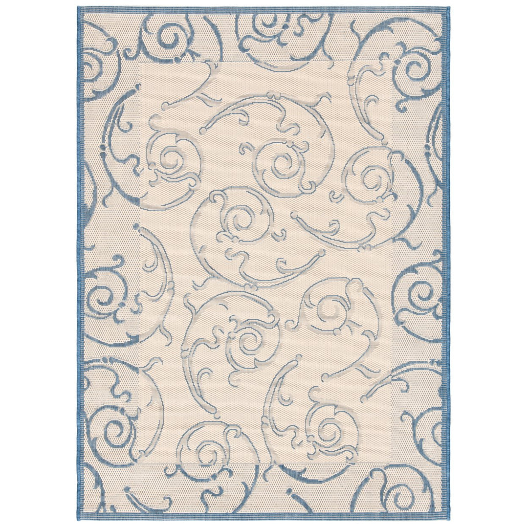 SAFAVIEH Outdoor CY2665-3101 Courtyard Natural / Blue Rug Image 1