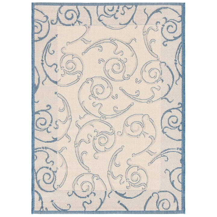 SAFAVIEH Outdoor CY2665-3101 Courtyard Natural / Blue Rug Image 1