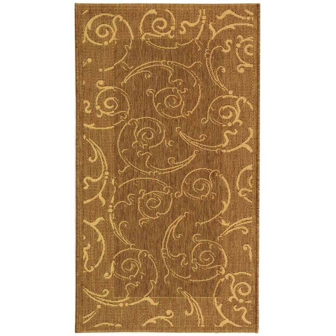 SAFAVIEH Outdoor CY2665-3009 Courtyard Brown / Natural Rug Image 1