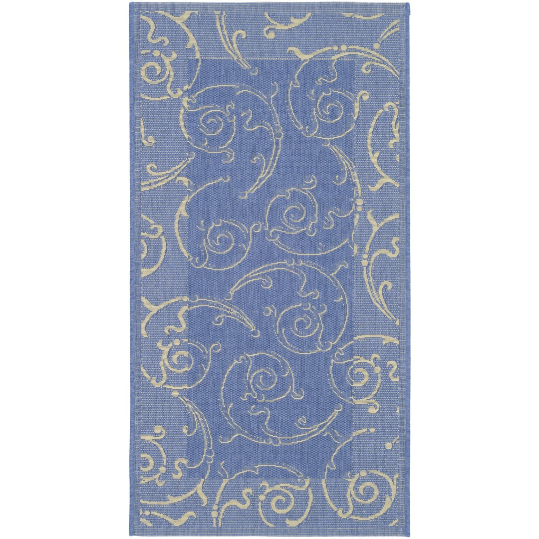 SAFAVIEH Outdoor CY2665-3103 Courtyard Blue / Natural Rug Image 10
