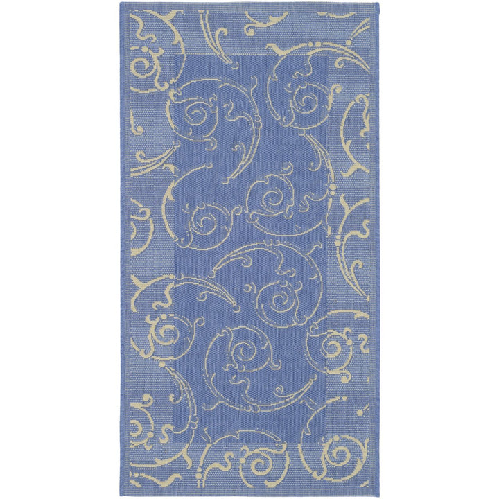 SAFAVIEH Outdoor CY2665-3103 Courtyard Blue / Natural Rug Image 10