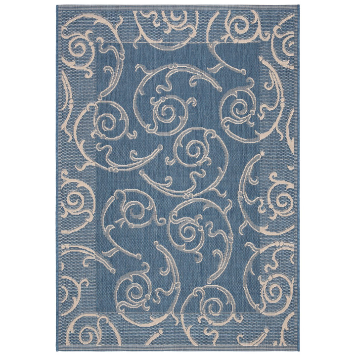 SAFAVIEH Outdoor CY2665-3103 Courtyard Blue / Natural Rug Image 11