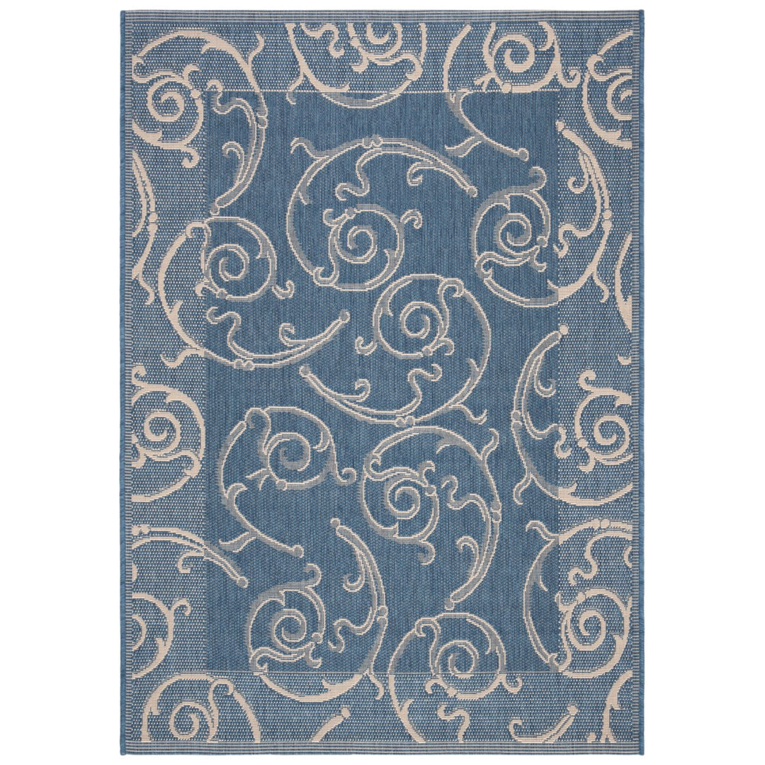 SAFAVIEH Outdoor CY2665-3103 Courtyard Blue / Natural Rug Image 1