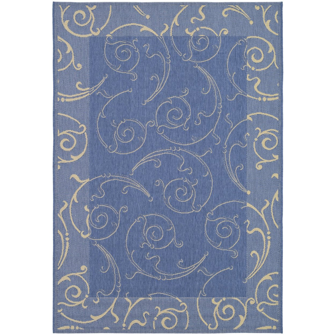 SAFAVIEH Outdoor CY2665-3103 Courtyard Blue / Natural Rug Image 1