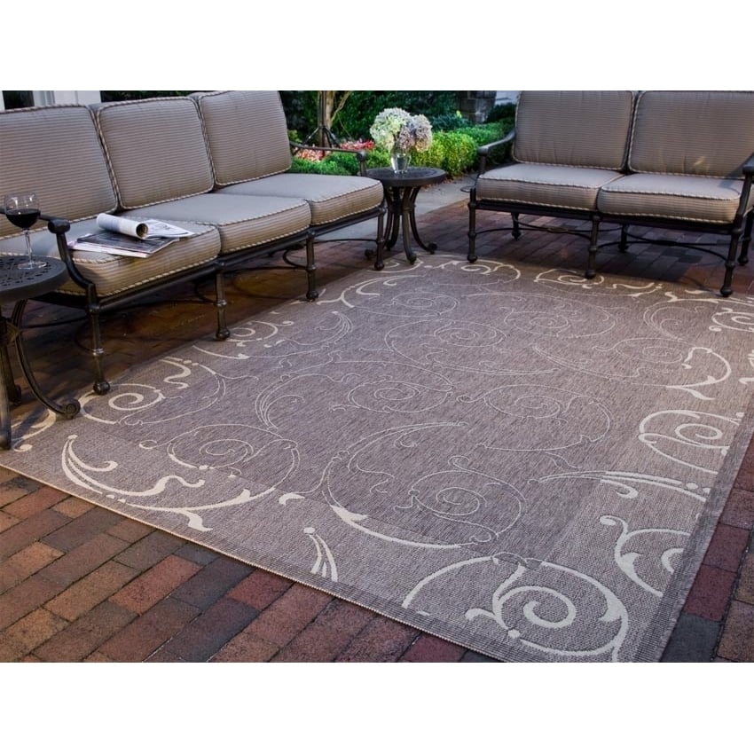 SAFAVIEH Outdoor CY2665-3009 Courtyard Brown / Natural Rug Image 1