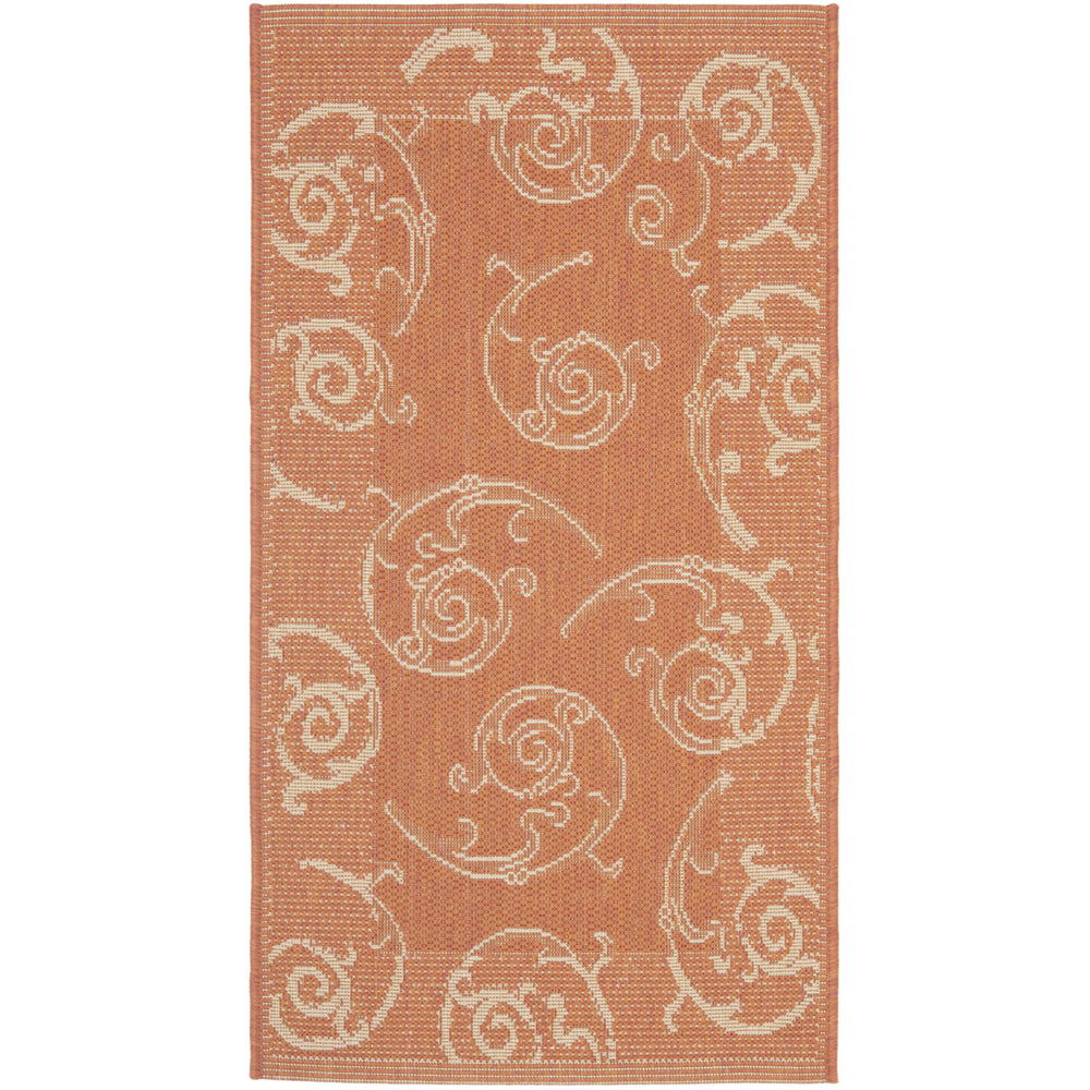 SAFAVIEH Outdoor CY2665-3202 Courtyard Terracotta / Natural Rug Image 2