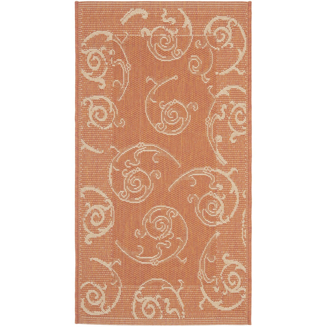 SAFAVIEH Outdoor CY2665-3202 Courtyard Terracotta / Natural Rug Image 1