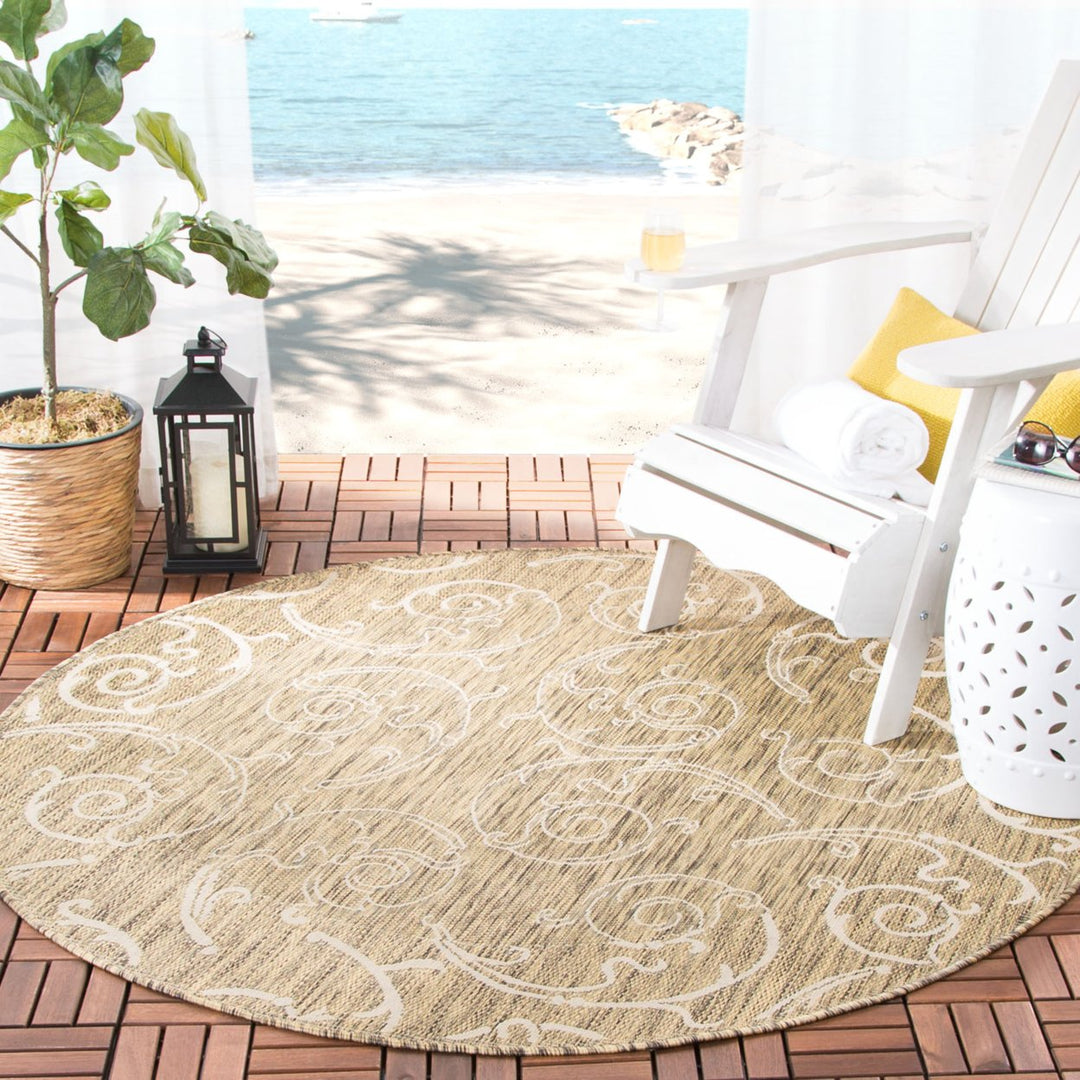 SAFAVIEH Outdoor CY2665-3009 Courtyard Brown / Natural Rug Image 11