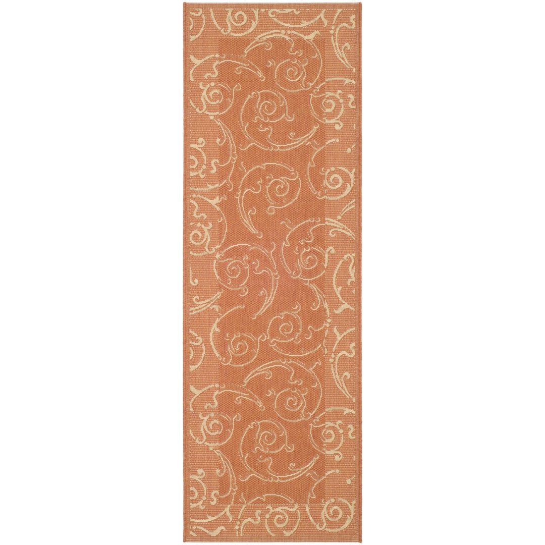 SAFAVIEH Outdoor CY2665-3202 Courtyard Terracotta / Natural Rug Image 1