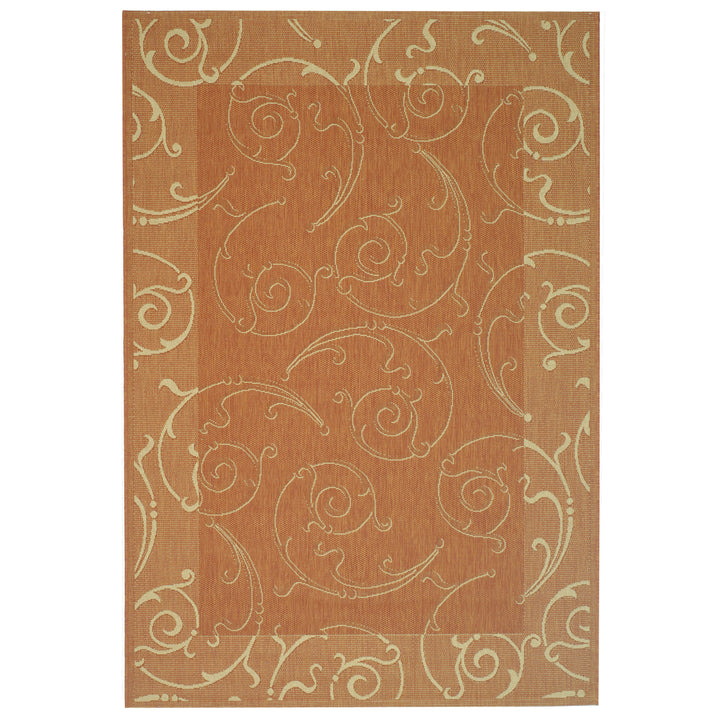 SAFAVIEH Outdoor CY2665-3202 Courtyard Terracotta / Natural Rug Image 4