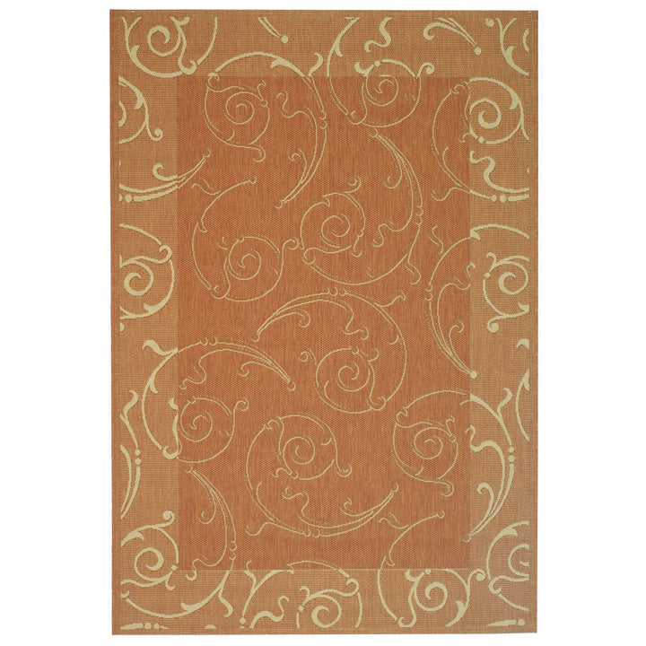 SAFAVIEH Outdoor CY2665-3202 Courtyard Terracotta / Natural Rug Image 1