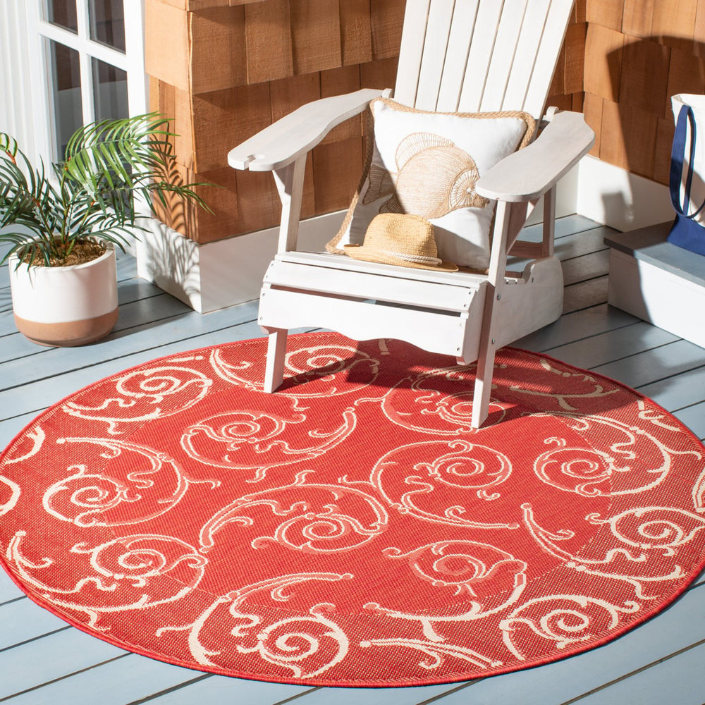 SAFAVIEH Outdoor CY2665-3707 Courtyard Red / Natural Rug Image 2