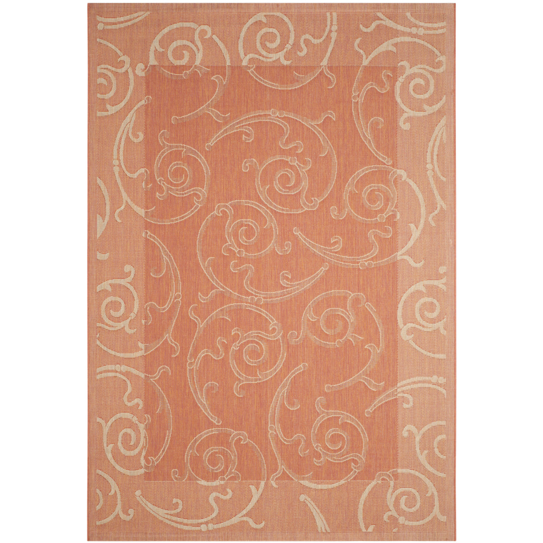 SAFAVIEH Outdoor CY2665-3202 Courtyard Terracotta / Natural Rug Image 5