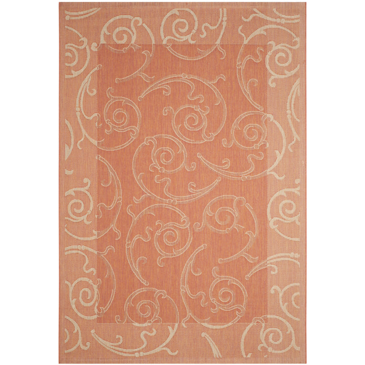 SAFAVIEH Outdoor CY2665-3202 Courtyard Terracotta / Natural Rug Image 5