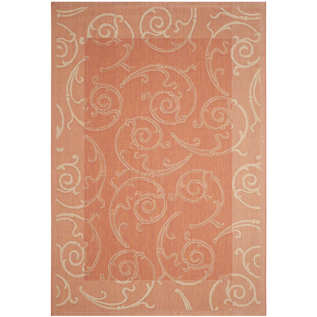 SAFAVIEH Outdoor CY2665-3202 Courtyard Terracotta / Natural Rug Image 1