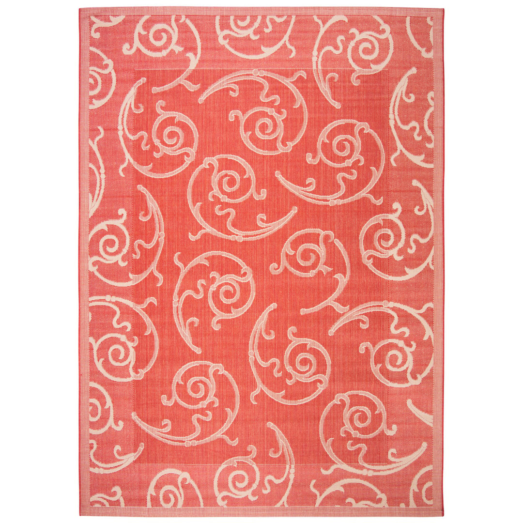 SAFAVIEH Outdoor CY2665-3707 Courtyard Red / Natural Rug Image 1