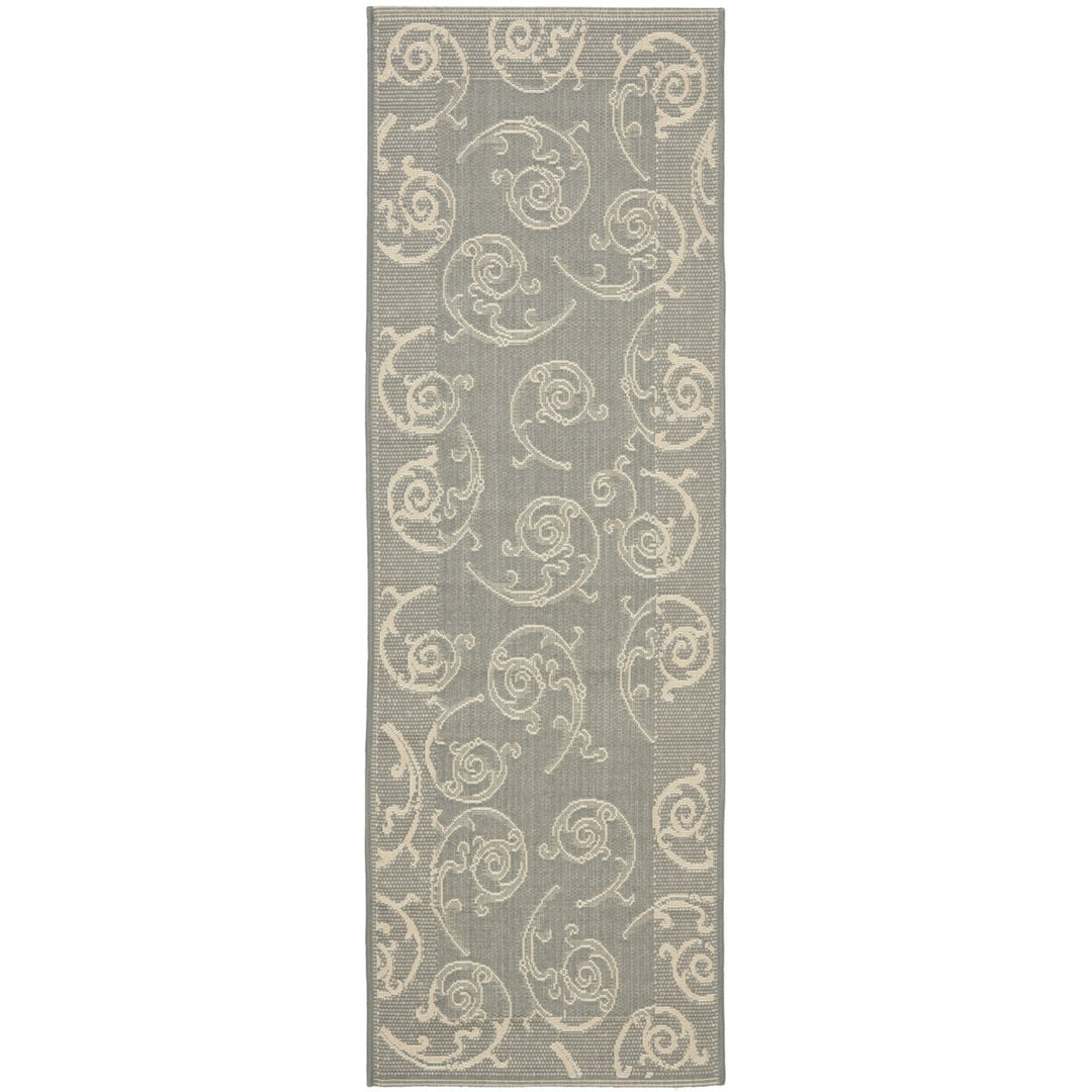 SAFAVIEH Outdoor CY2665-3606 Courtyard Grey / Natural Rug Image 1