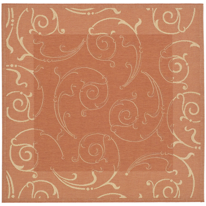 SAFAVIEH Outdoor CY2665-3202 Courtyard Terracotta / Natural Rug Image 7