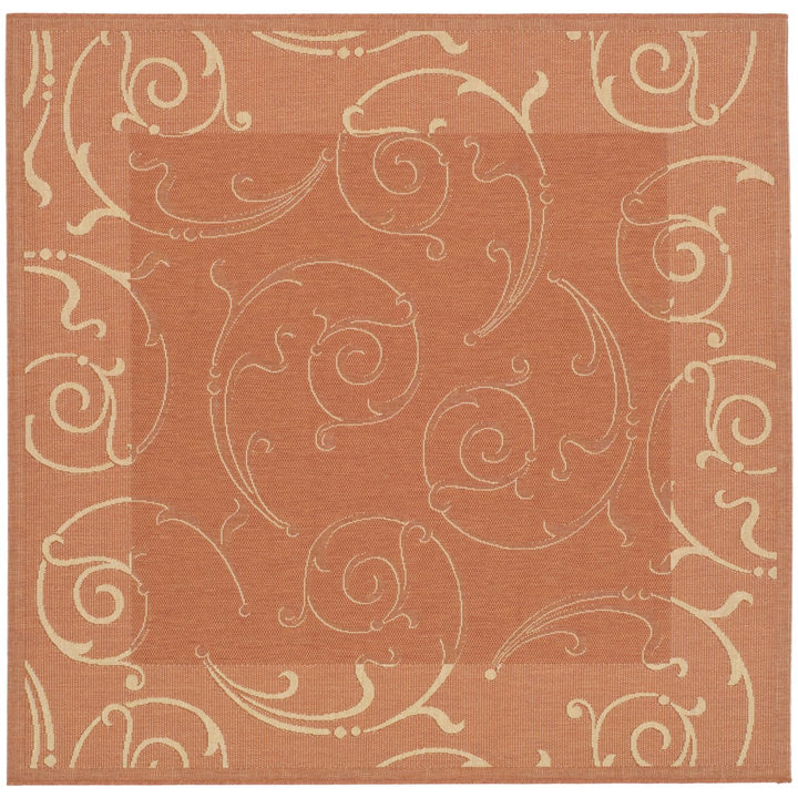 SAFAVIEH Outdoor CY2665-3202 Courtyard Terracotta / Natural Rug Image 1