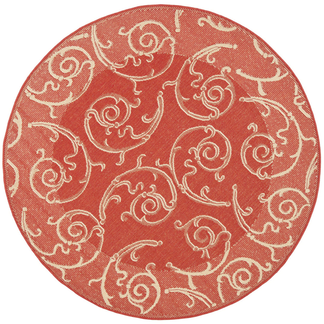 SAFAVIEH Outdoor CY2665-3707 Courtyard Red / Natural Rug Image 1