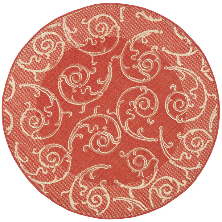 SAFAVIEH Outdoor CY2665-3707 Courtyard Red / Natural Rug Image 1