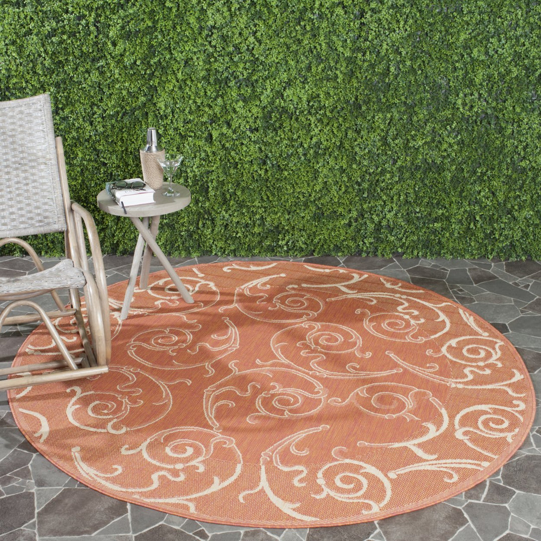 SAFAVIEH Outdoor CY2665-3202 Courtyard Terracotta / Natural Rug Image 8