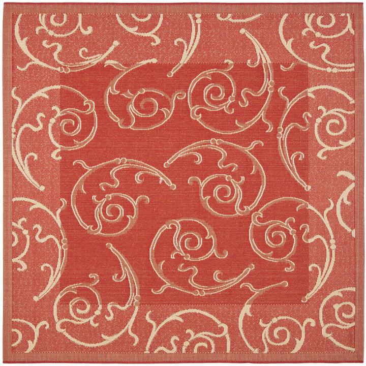 SAFAVIEH Outdoor CY2665-3707 Courtyard Red / Natural Rug Image 1