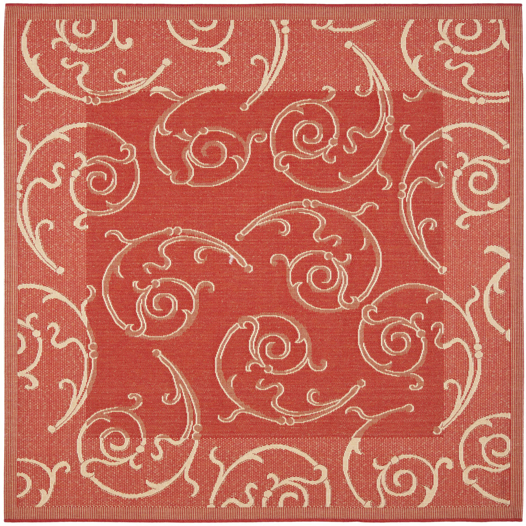 SAFAVIEH Outdoor CY2665-3707 Courtyard Red / Natural Rug Image 1