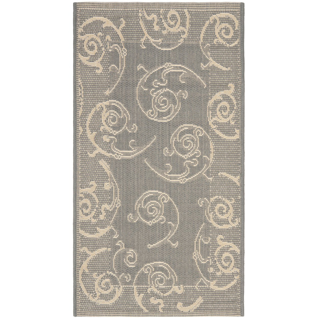 SAFAVIEH Outdoor CY2665-3606 Courtyard Grey / Natural Rug Image 1