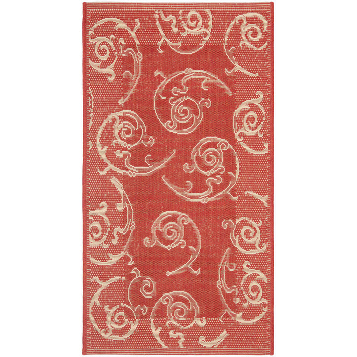 SAFAVIEH Outdoor CY2665-3707 Courtyard Red / Natural Rug Image 9