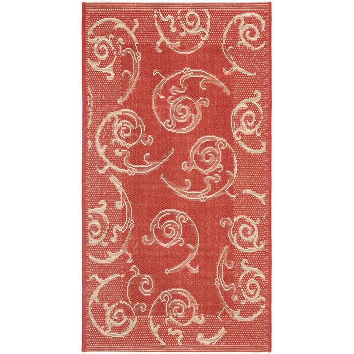 SAFAVIEH Outdoor CY2665-3707 Courtyard Red / Natural Rug Image 1