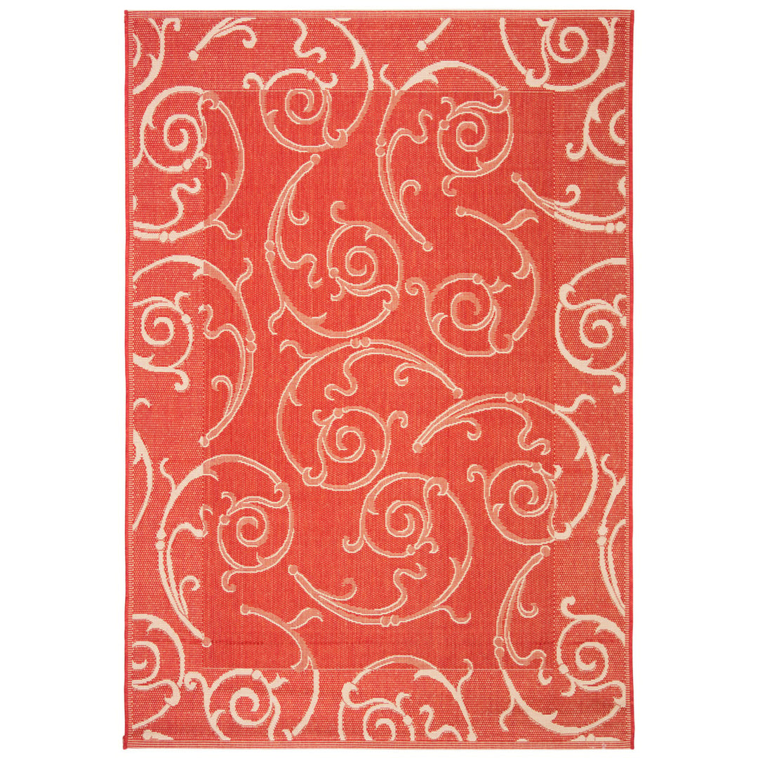 SAFAVIEH Outdoor CY2665-3707 Courtyard Red / Natural Rug Image 1