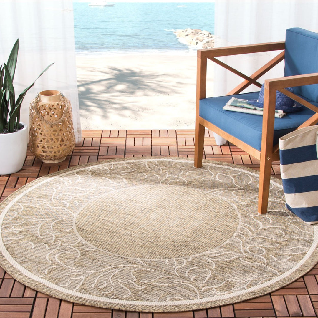 SAFAVIEH Outdoor CY2666-3009 Courtyard Brown / Natural Rug Image 10
