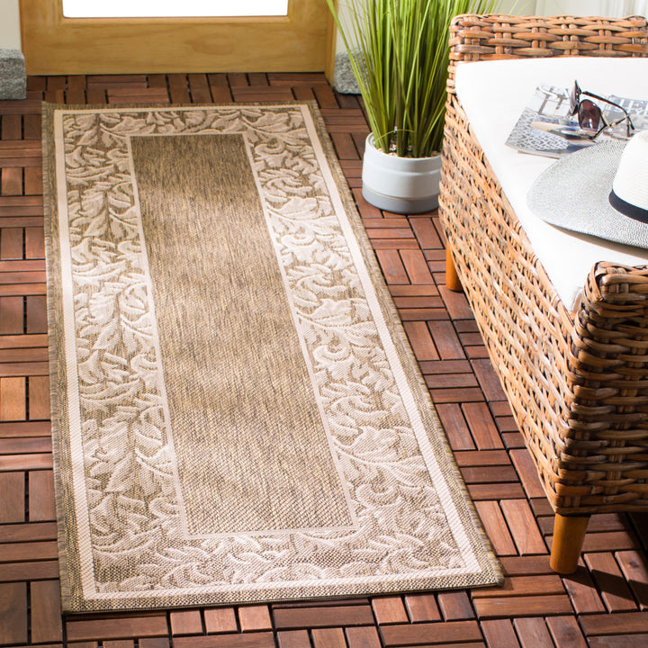 SAFAVIEH Outdoor CY2666-3009 Courtyard Brown / Natural Rug Image 11