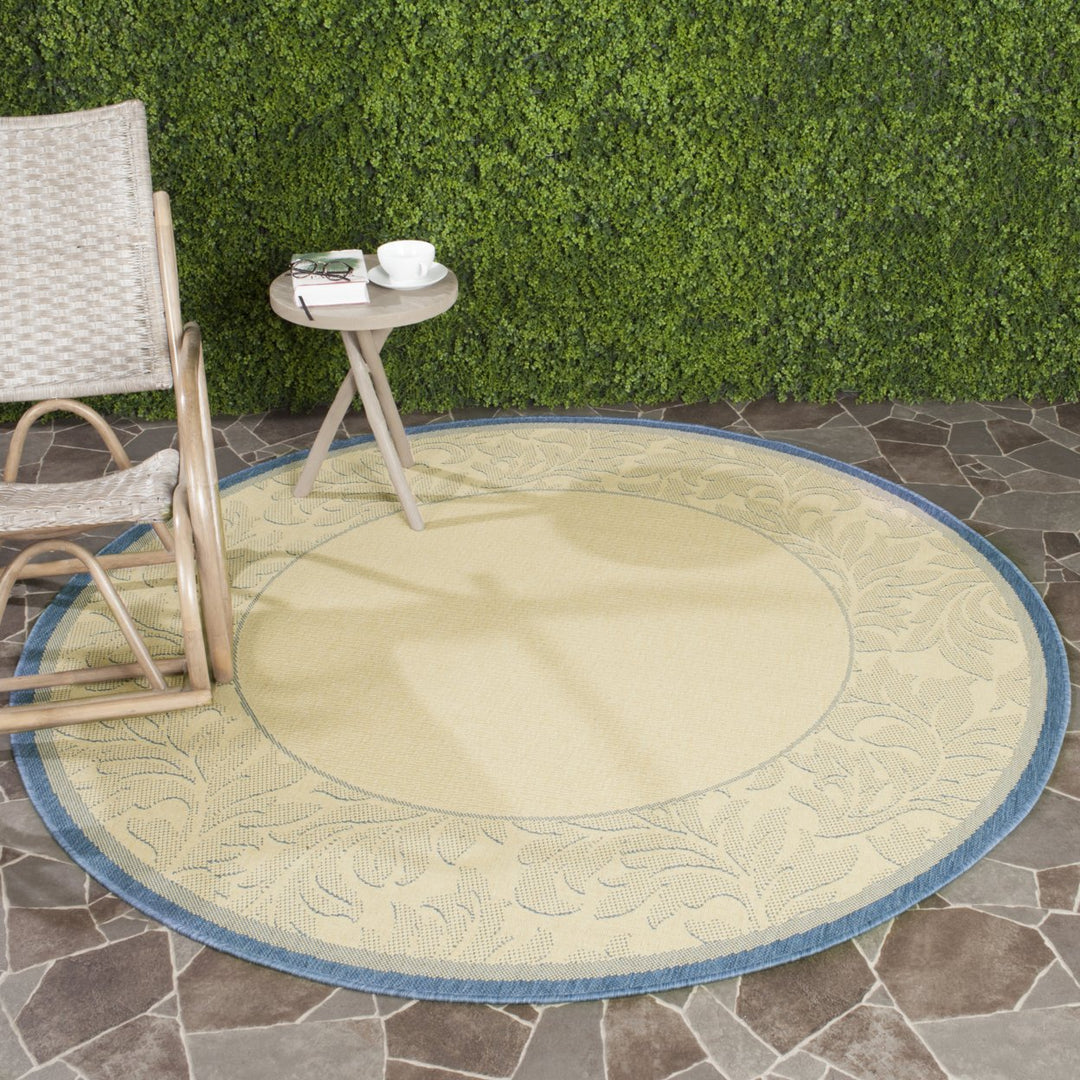 SAFAVIEH Outdoor CY2666-3101 Courtyard Natural / Blue Rug Image 10