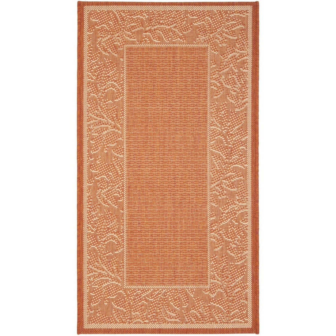 SAFAVIEH Outdoor CY2666-3202 Courtyard Terracotta / Natural Rug Image 1