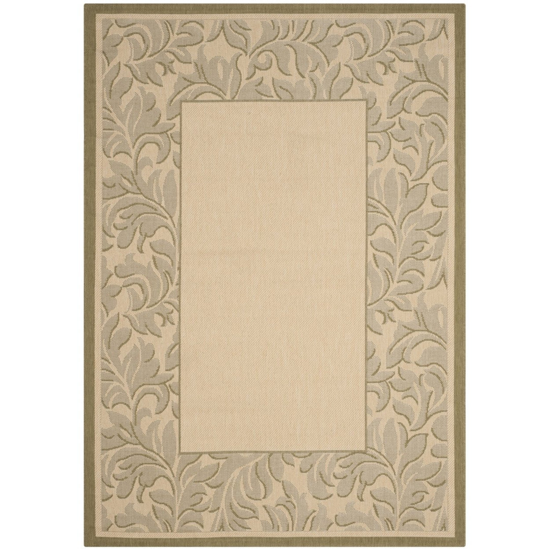SAFAVIEH Outdoor CY2666-1E01 Courtyard Natural / Olive Rug Image 1