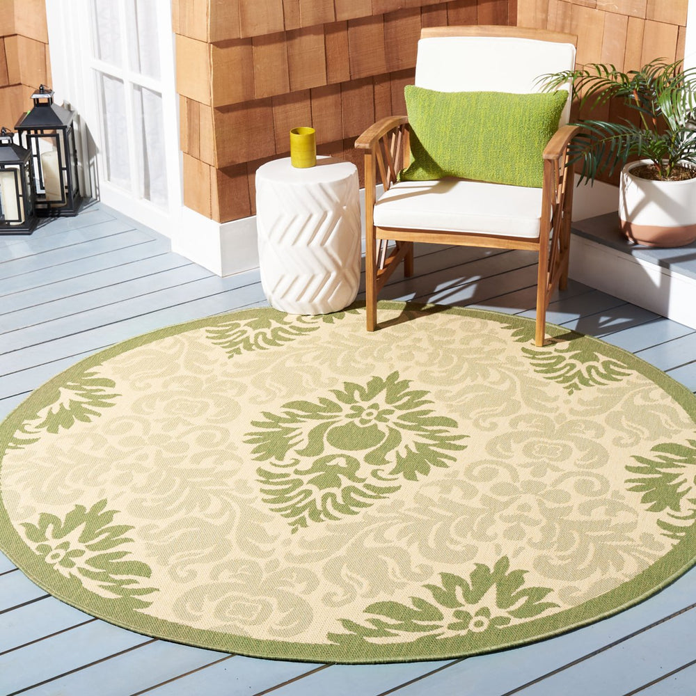 SAFAVIEH Outdoor CY2714-1E01 Courtyard Natural / Olive Rug Image 2