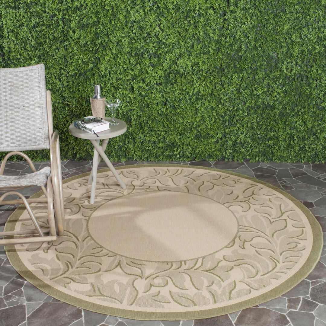 SAFAVIEH Outdoor CY2666-1E01 Courtyard Natural / Olive Rug Image 10