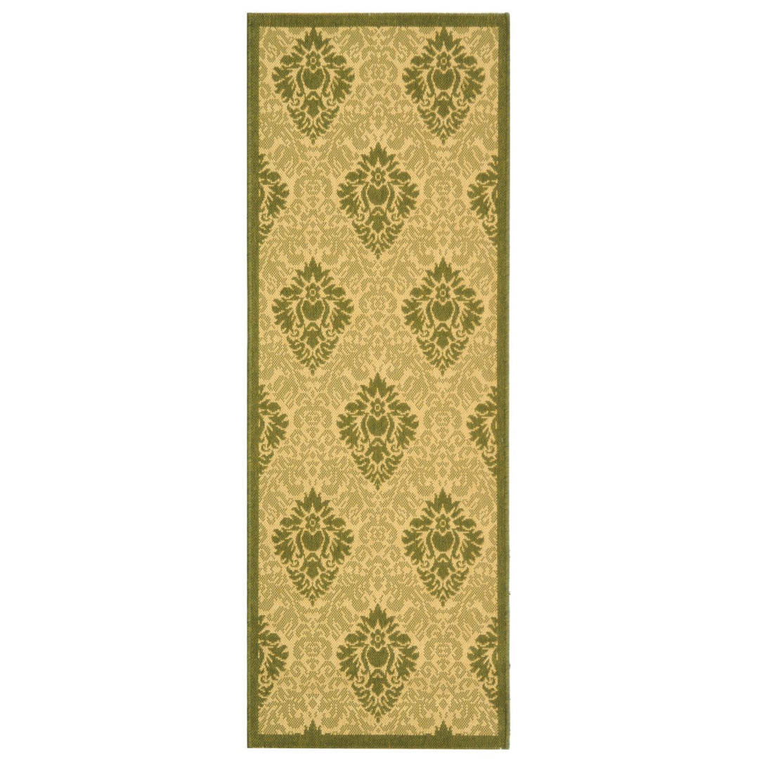 SAFAVIEH Outdoor CY2714-1E01 Courtyard Natural / Olive Rug Image 1