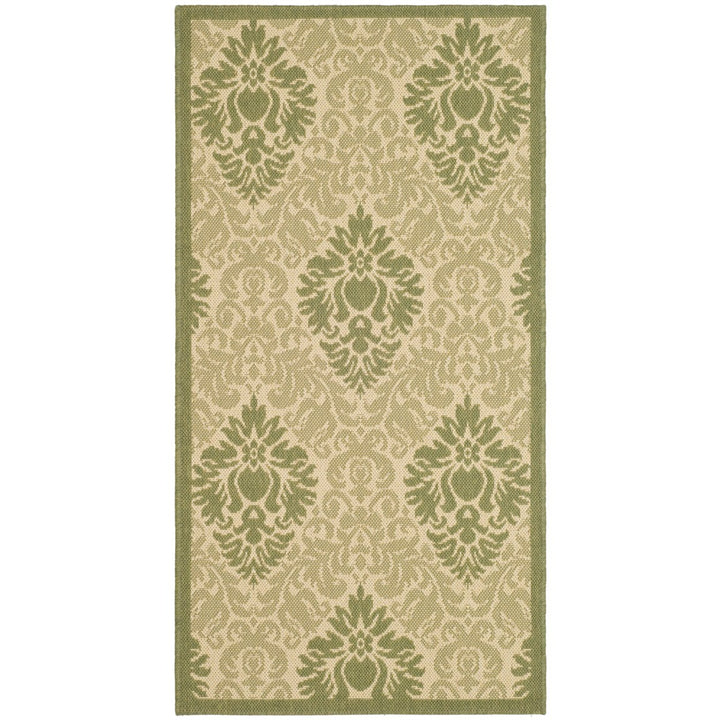 SAFAVIEH Outdoor CY2714-1E01 Courtyard Natural / Olive Rug Image 1