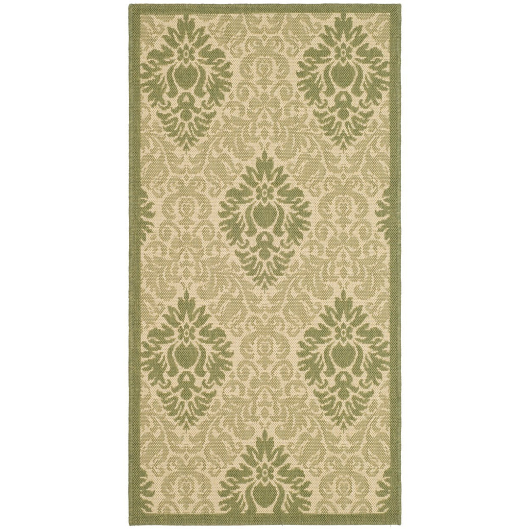 SAFAVIEH Outdoor CY2714-1E01 Courtyard Natural / Olive Rug Image 1