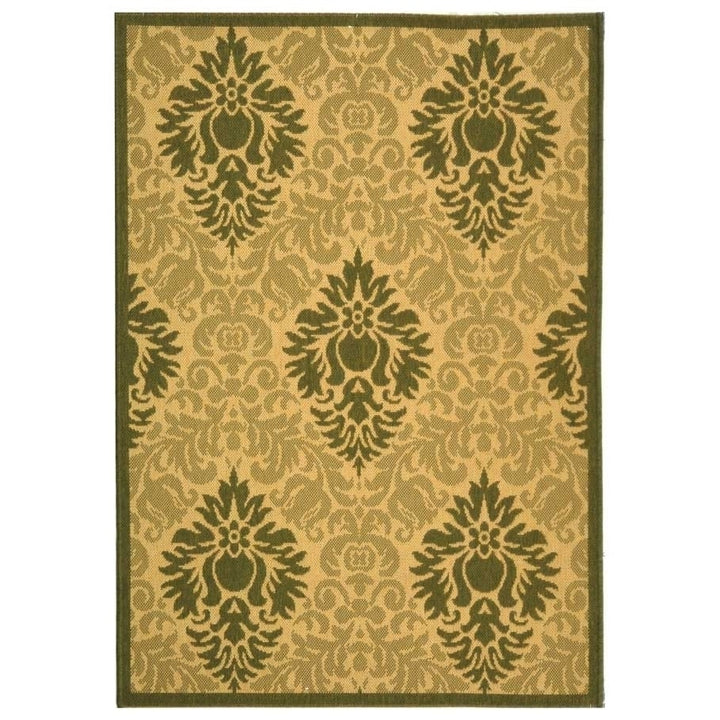 SAFAVIEH Outdoor CY2714-1E01 Courtyard Natural / Olive Rug Image 1