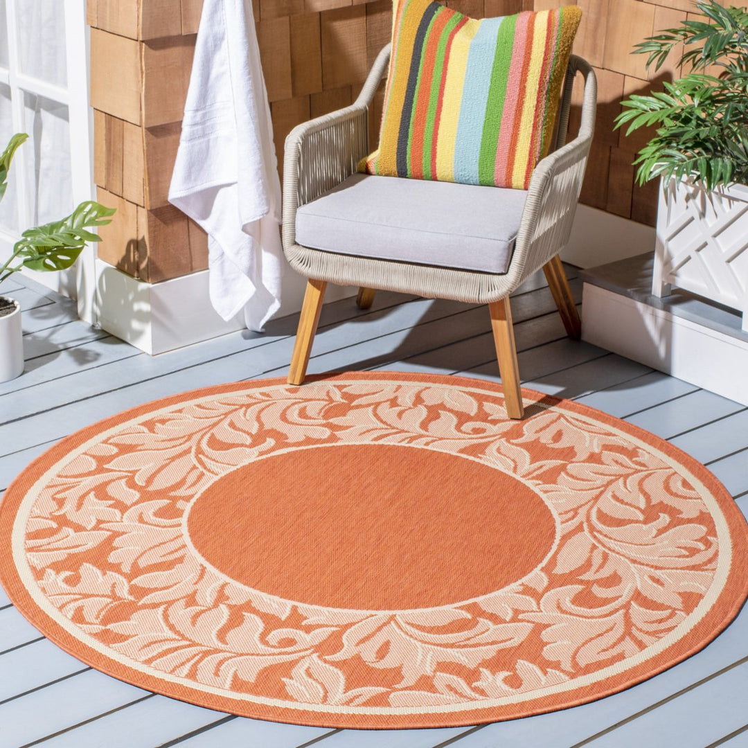 SAFAVIEH Outdoor CY2666-3202 Courtyard Terracotta / Natural Rug Image 10