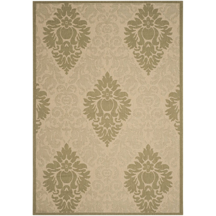 SAFAVIEH Outdoor CY2714-1E01 Courtyard Natural / Olive Rug Image 1