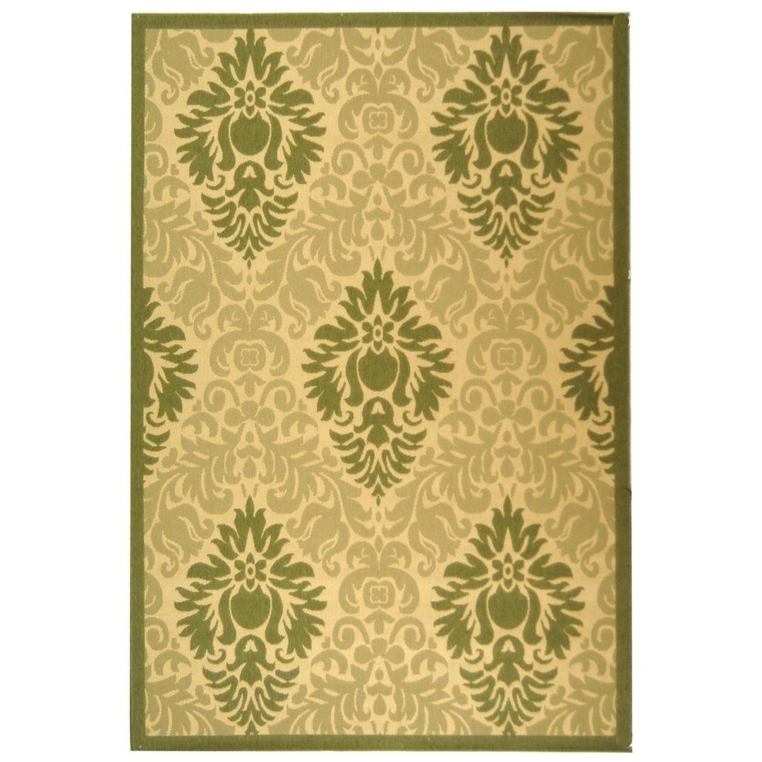 SAFAVIEH Outdoor CY2714-1E01 Courtyard Natural / Olive Rug Image 1