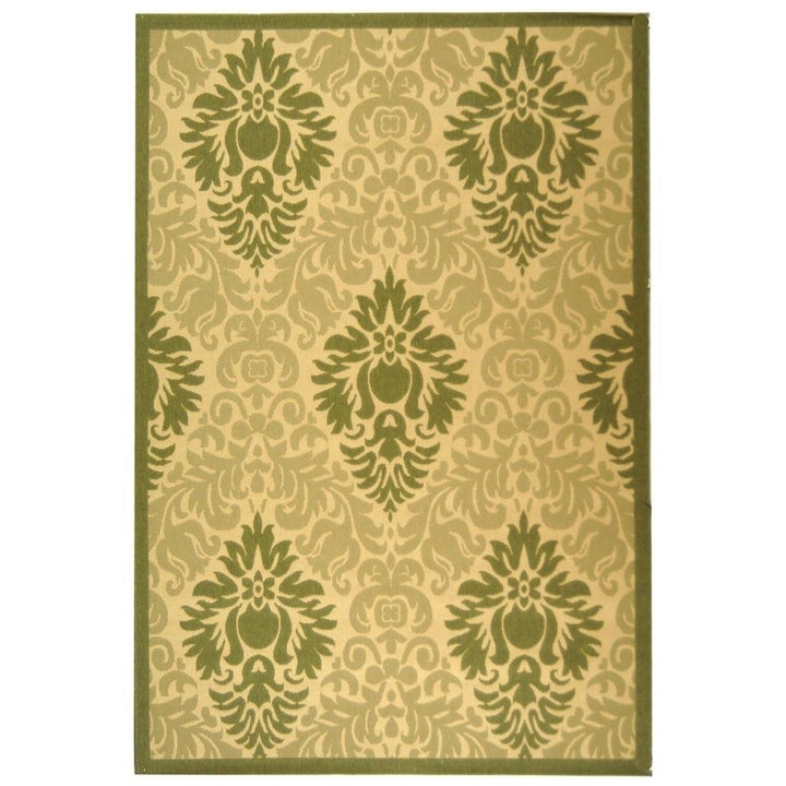 SAFAVIEH Outdoor CY2714-1E01 Courtyard Natural / Olive Rug Image 1